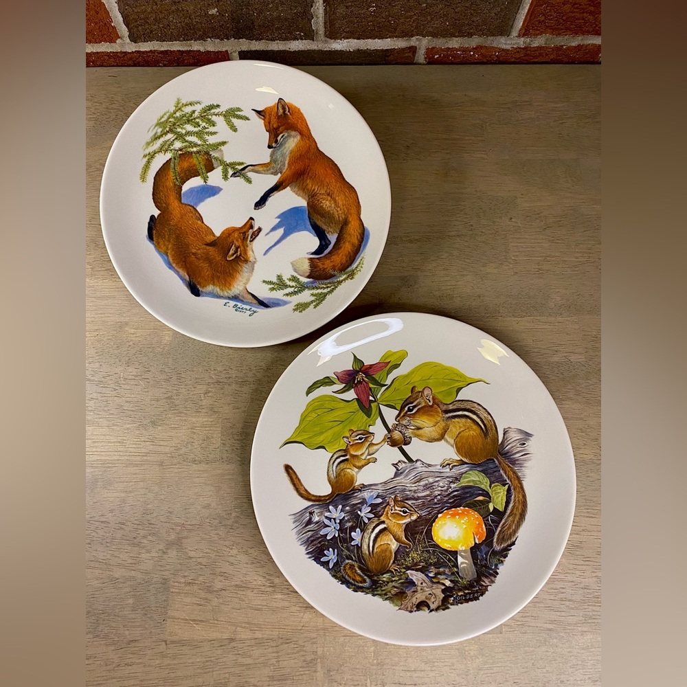 Vintage 1977 Halbert’s Plate Foxes & Evergreen And Squirrels Limited Edition